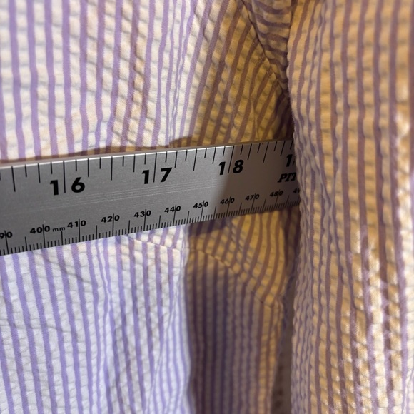 L.L. Bean Striped Purple and White Button-Up Women’s Polo Shirt Medium - Picture 5 of 6